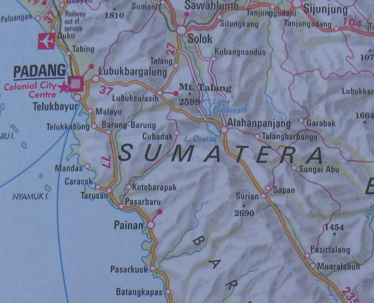 карта западной Суматры